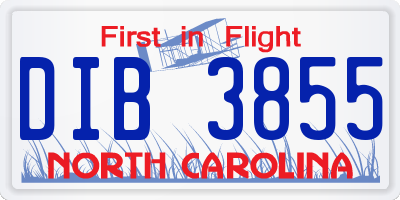 NC license plate DIB3855