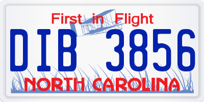 NC license plate DIB3856