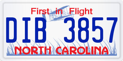 NC license plate DIB3857