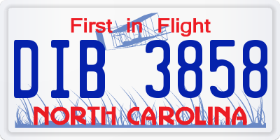 NC license plate DIB3858