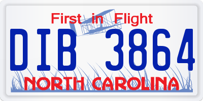 NC license plate DIB3864