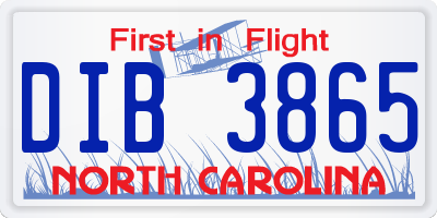 NC license plate DIB3865