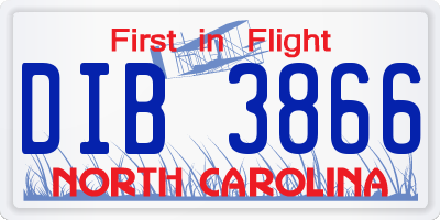 NC license plate DIB3866