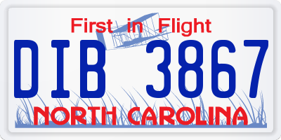 NC license plate DIB3867