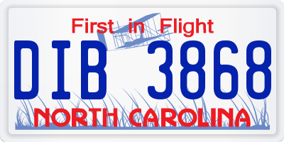 NC license plate DIB3868