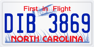NC license plate DIB3869
