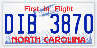 NC license plate DIB3870