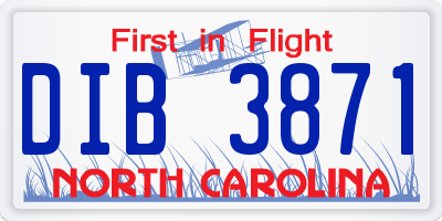 NC license plate DIB3871