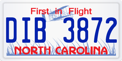 NC license plate DIB3872