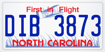 NC license plate DIB3873