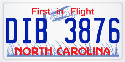 NC license plate DIB3876