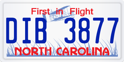 NC license plate DIB3877