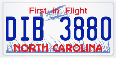 NC license plate DIB3880