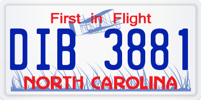 NC license plate DIB3881