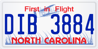NC license plate DIB3884