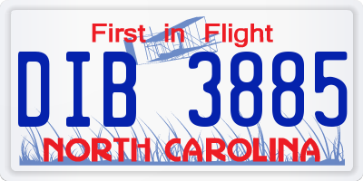 NC license plate DIB3885