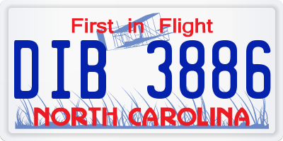 NC license plate DIB3886