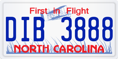 NC license plate DIB3888