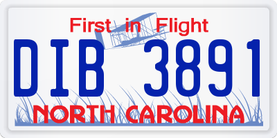 NC license plate DIB3891