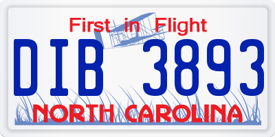 NC license plate DIB3893