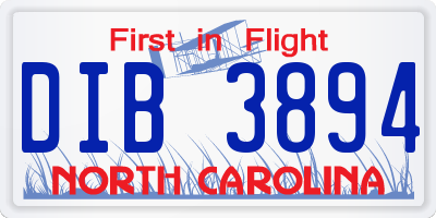 NC license plate DIB3894