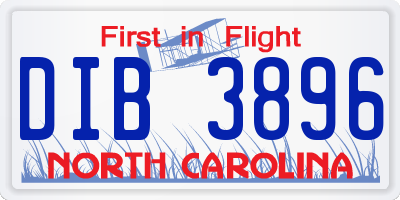 NC license plate DIB3896