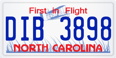 NC license plate DIB3898