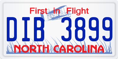 NC license plate DIB3899