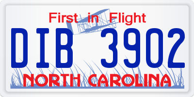 NC license plate DIB3902