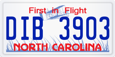 NC license plate DIB3903
