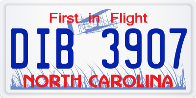 NC license plate DIB3907