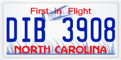 NC license plate DIB3908