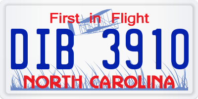 NC license plate DIB3910