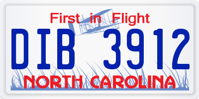 NC license plate DIB3912