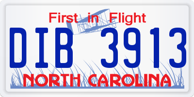 NC license plate DIB3913