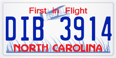 NC license plate DIB3914