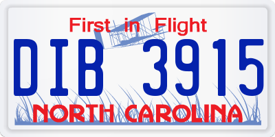 NC license plate DIB3915