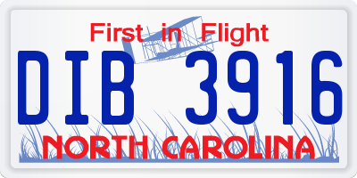 NC license plate DIB3916