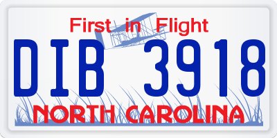 NC license plate DIB3918