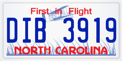 NC license plate DIB3919