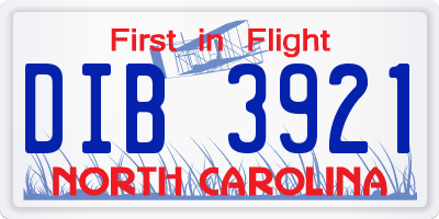 NC license plate DIB3921