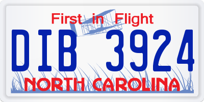 NC license plate DIB3924