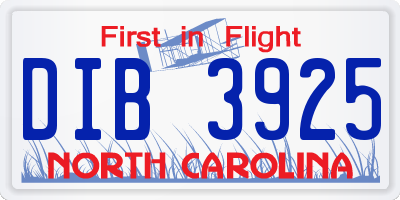 NC license plate DIB3925