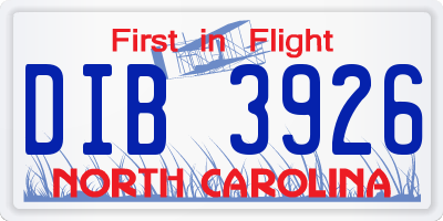 NC license plate DIB3926