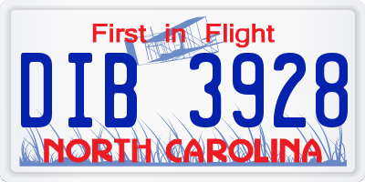 NC license plate DIB3928