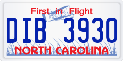NC license plate DIB3930