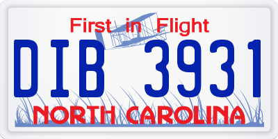 NC license plate DIB3931