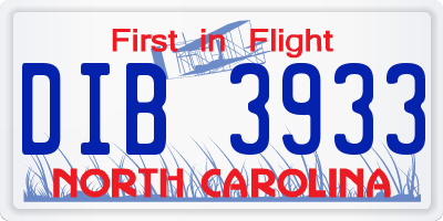 NC license plate DIB3933