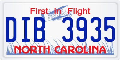 NC license plate DIB3935