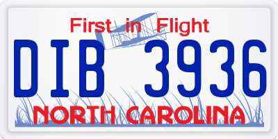 NC license plate DIB3936